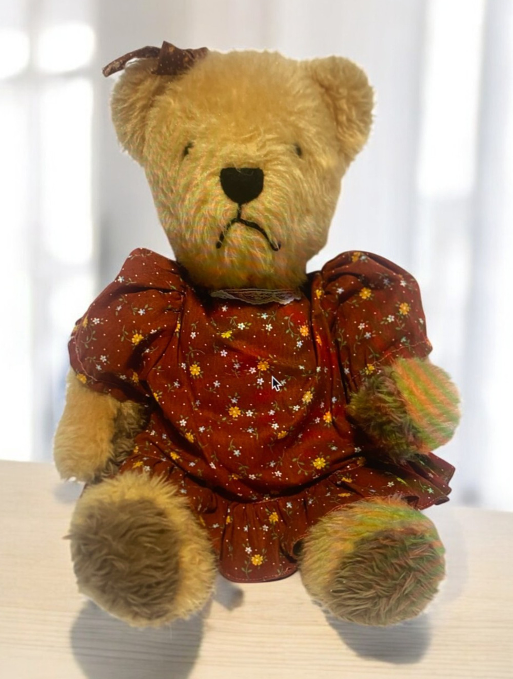 Plush Teddy Bear Stuffed Animal 15 Inches Brown With Red Dress & Bow
